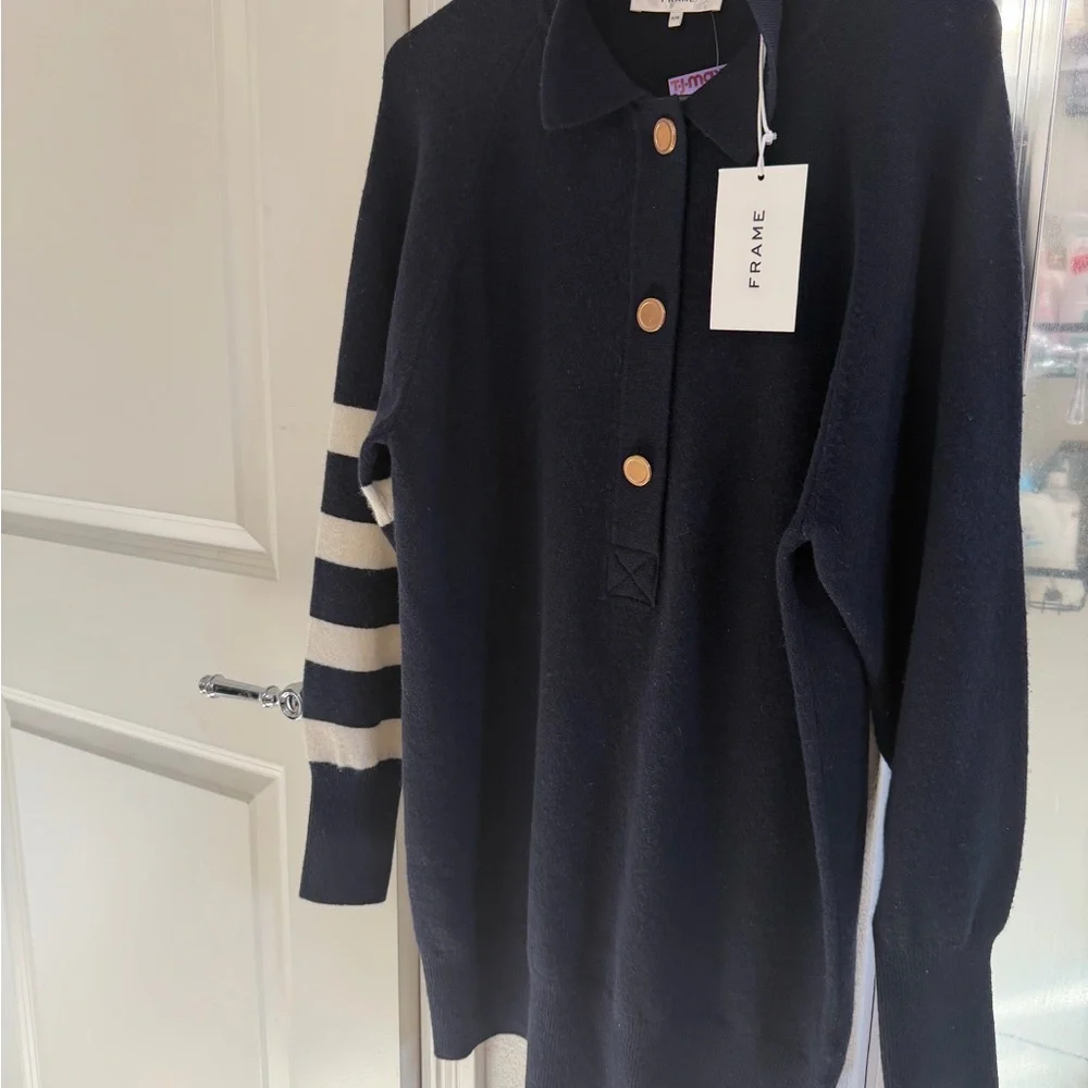 NWT FRAME Cashmere Rugby Tunic Dress - Picture 2 of 10